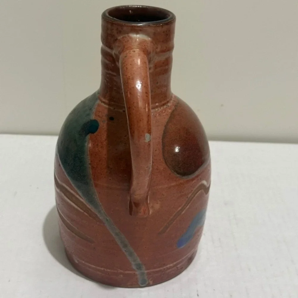 Handmade Ceramic Pitcher with Spout and Handle Artistic Glaze Design